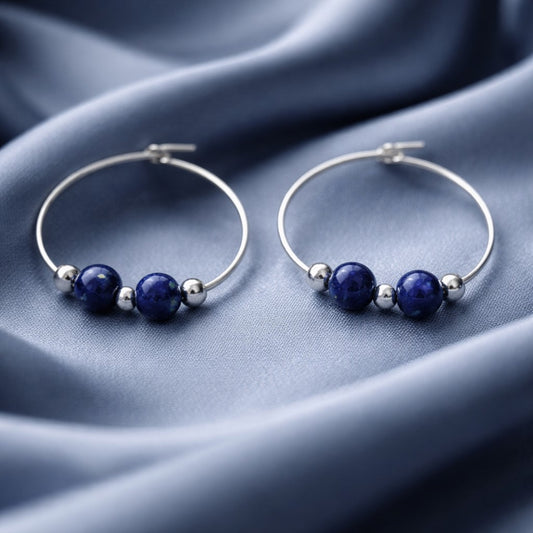 Boucles d'Oreilles Lapis Lazuli - Argent 925 & Pierre Naturelle