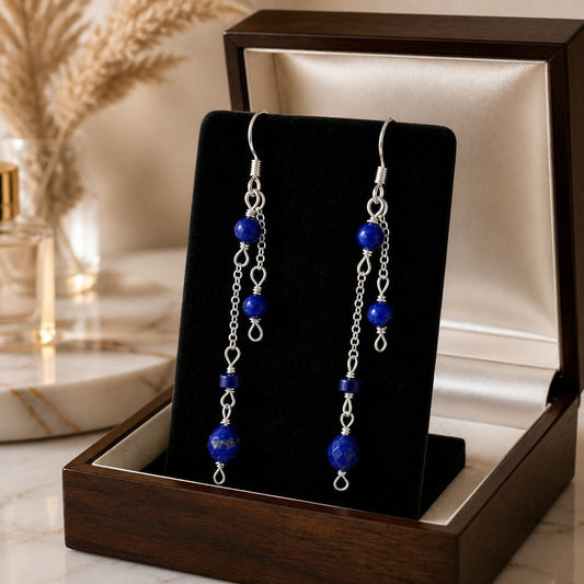 Boucles d'Oreilles Lapis Lazuli - Argent 925 & Pierre Naturelle
