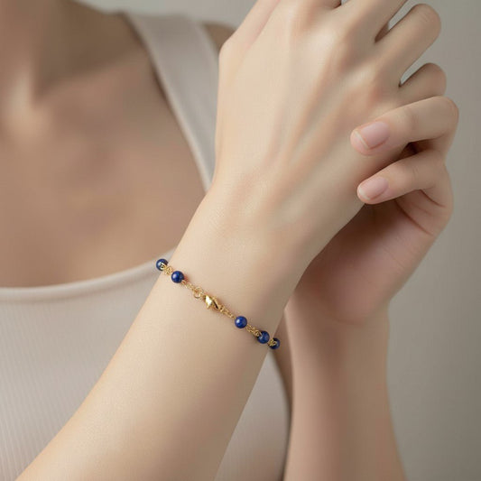 Bracelet Lapis Lazuli Acier - Pierre Naturelle