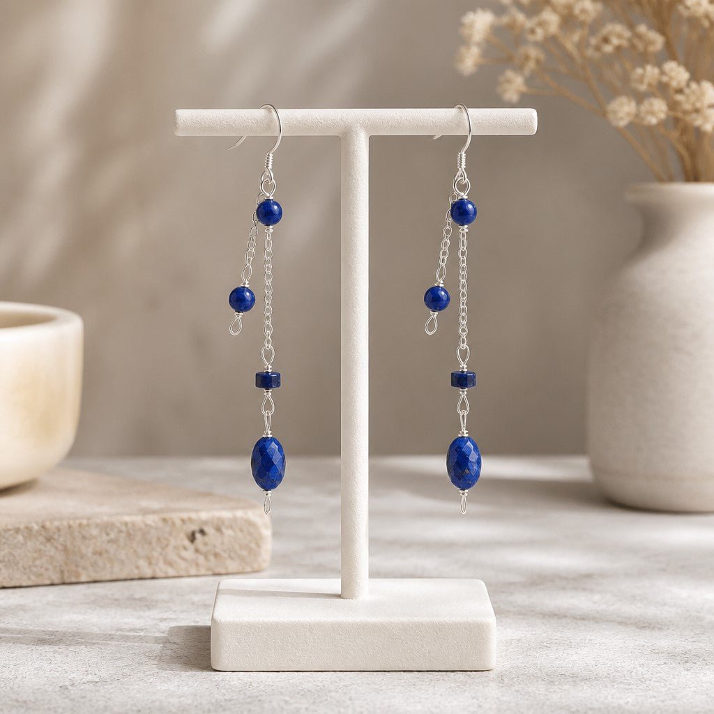 Boucles d'Oreilles Lapis Lazuli - Argent 925 & Pierre Naturelle