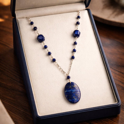 Pendentif Lapis Lazuli Ovale Argent 925 - Pierre de Clarté Mentale