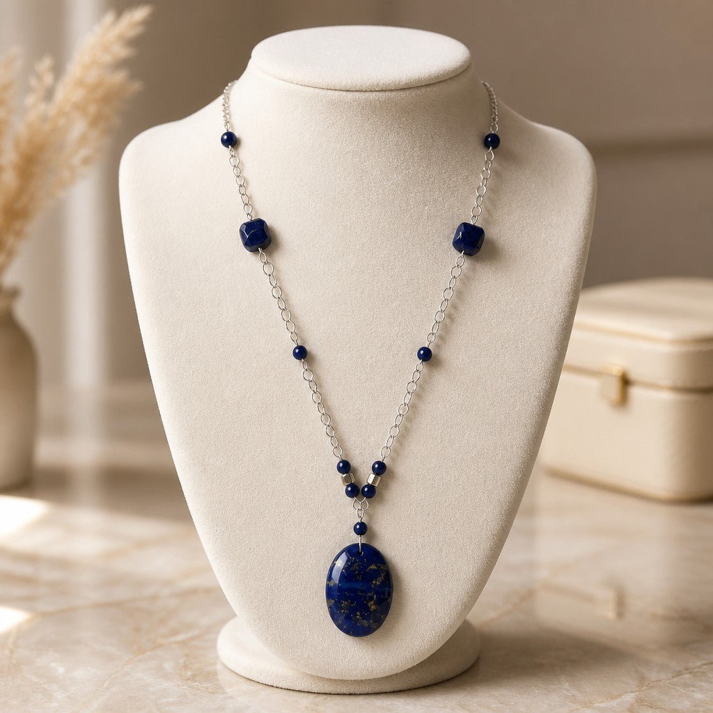 Pendentif Lapis Lazuli Ovale Argent 925 - Pierre de Clarté Mentale