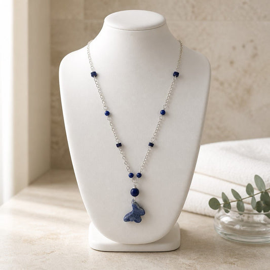 Pendentif Lapis Lazuli Papillon Argent 925 - Pierre de Transformation Spirituelle