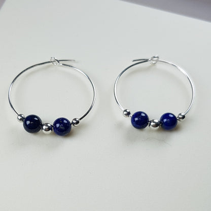 Boucles d'oreilles lapis lazuli en argent 925 - pierre naturelle