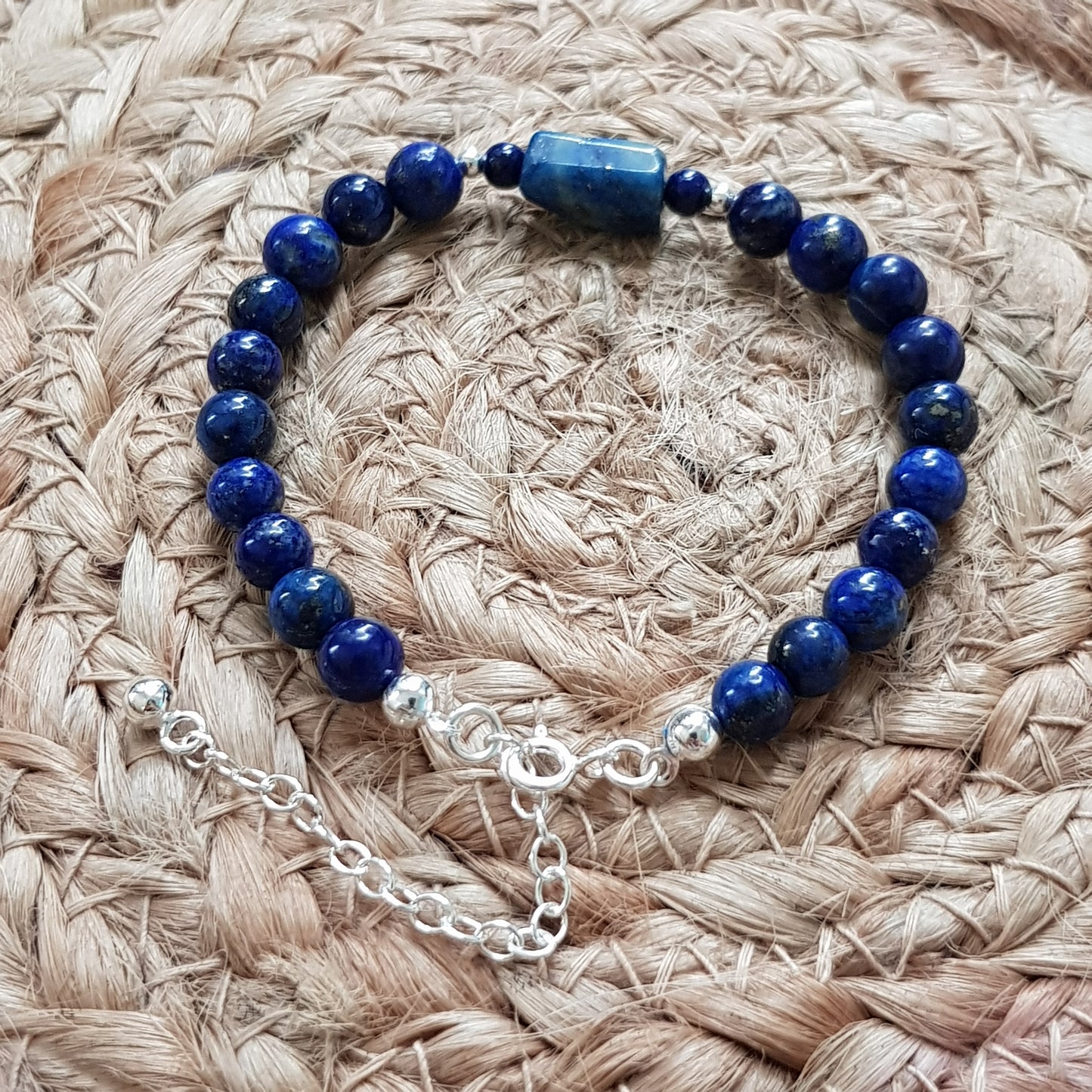 Bracelet lapis lazuli argent 925 ;