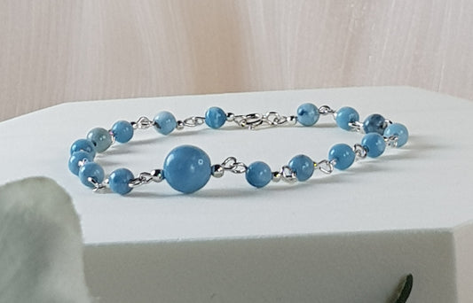 Larimar bleu  argent 925