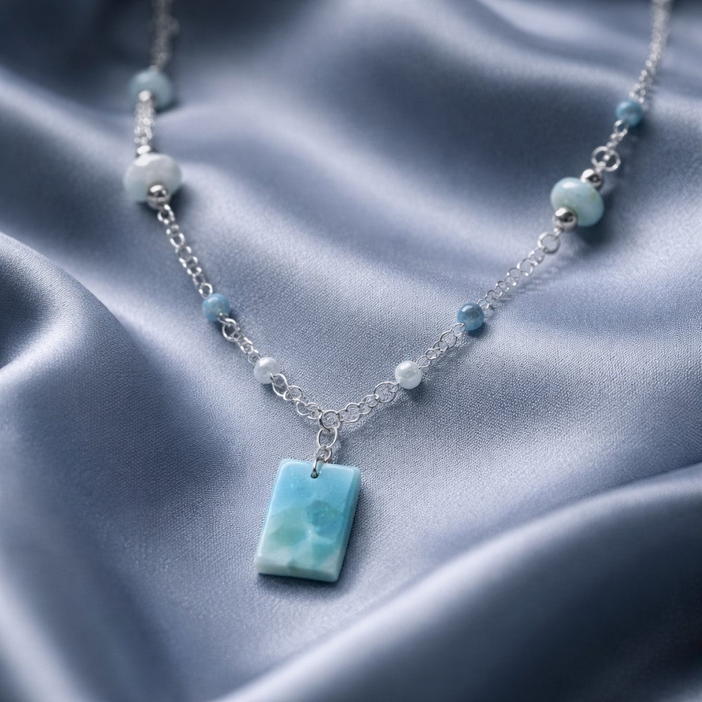 Pendentif Larimar Argent 925  Sérénité | Bijoux Zen