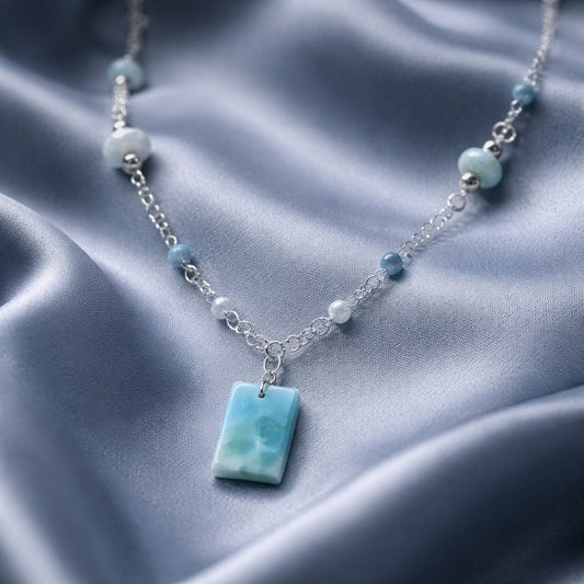Pendentif Larimar Argent 925  Sérénité | Bijoux Zen