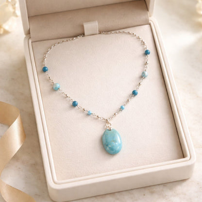 Pendentif Larimar Argent 925 | Lithothérapie Sérénité | Bijoux Zen