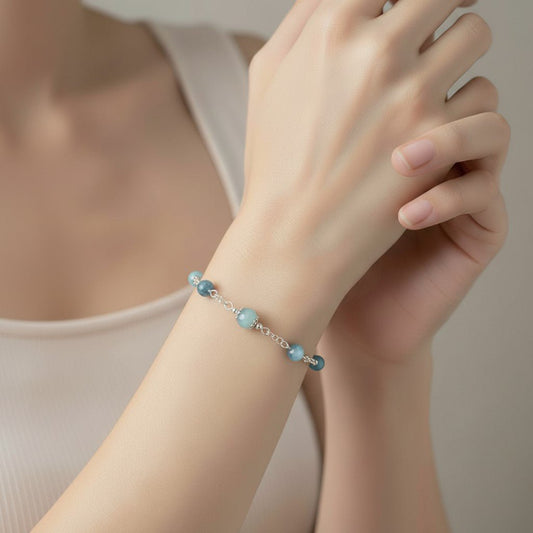 Bracelet Larimar Bleu Argent 925 - Pierre Rare