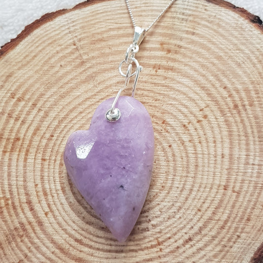 Lépidolite coeur argent 925