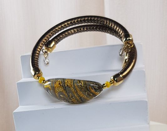 Bracelet murano lune moutarde