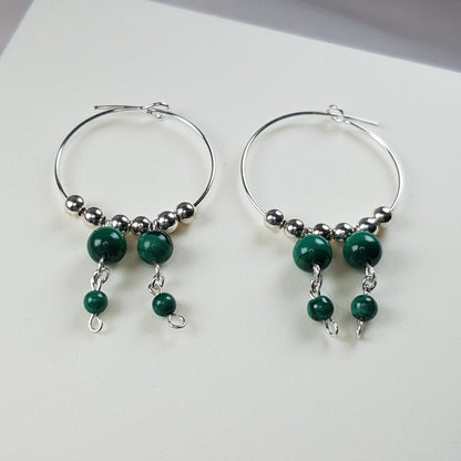 Boucles d'oreilles malachite en argent 925 - pierre naturelle