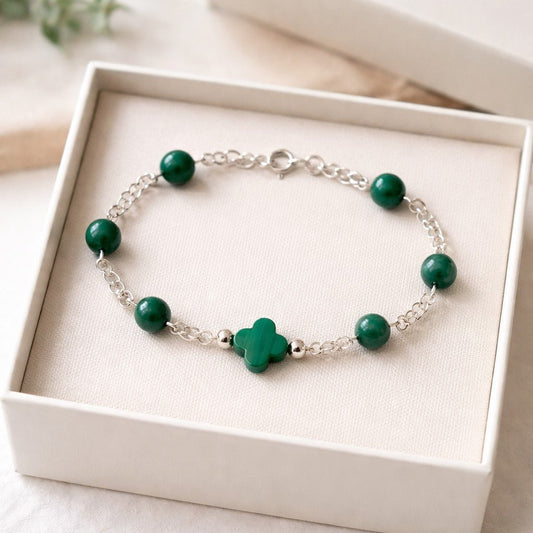 Bracelet Malachite Argent 925 - Pierre Naturelle