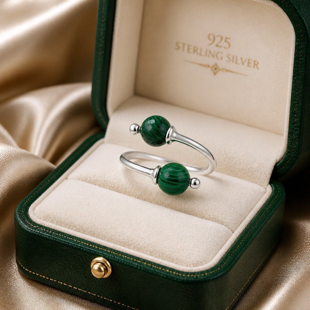 Bague Malachite Argent 925 - Pierre de Transformation et de Protection