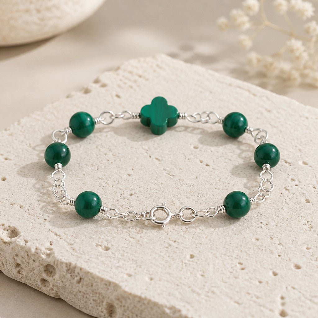 Bracelet Malachite Argent 925 - Pierre Naturelle