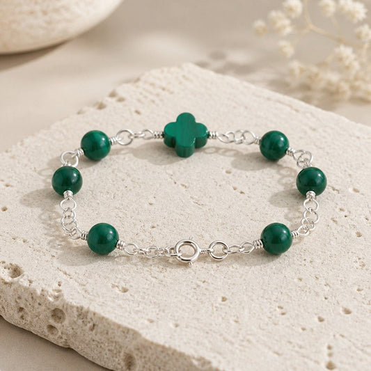 Bracelet Malachite Argent 925 - Pierre Naturelle