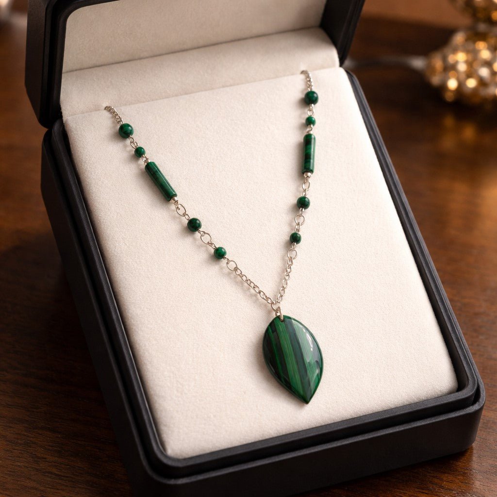 Pendentif Malachite Charmille Argent 925 - Pierre de Protection Puissante