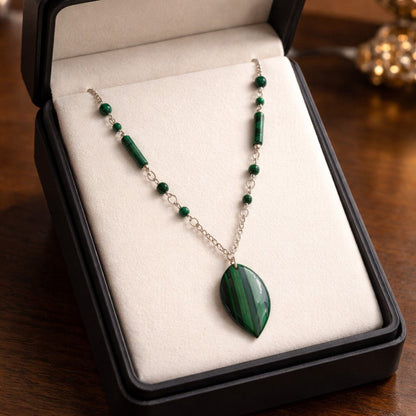 Pendentif Malachite Charmille Argent 925 - Pierre de Protection Puissante