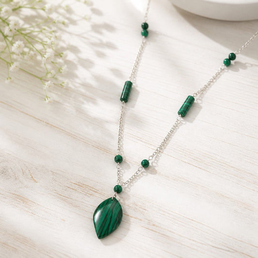 Pendentif Malachite Charmille Argent 925 - Pierre de Protection Puissante