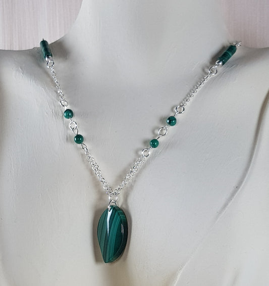 Malachite charmille argent 925