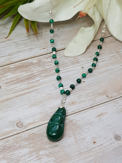Malachite scarabée argent 925
