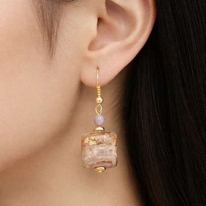 Boucles d'Oreilles Murano Mauve 9242 - Verre de Venise Élégant