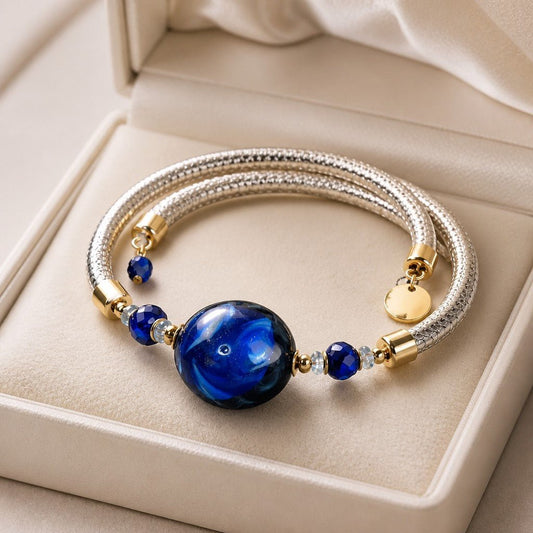 Bracelet Murano Médaillon Bleu Klein - Intensité Vénitienne