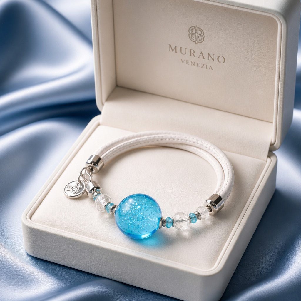 Bracelet Murano Médaillon Ciel - Verre Vénitien Certifié