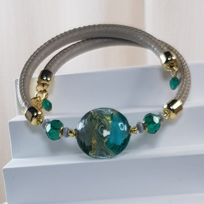 Bracelet murano  medaillon emeraude