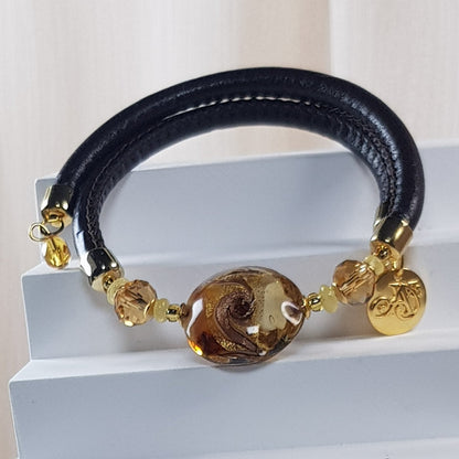 Bracelet murano médaillon oeil du tigre