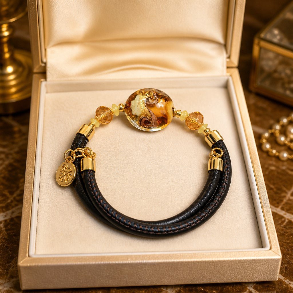 Bracelet Murano Médaillon Œil du Tigre - Verre de Venise Certifié