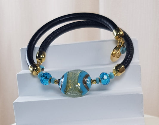 Bracelet murano médaillon turquoise