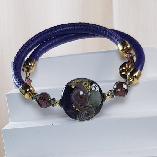 Bracelet murano médaillon violet