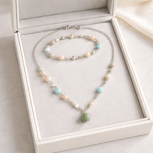 Parure Morganite Argent 925 - Béryl Rose