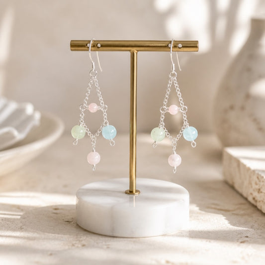 Boucles d'Oreilles morganite - Argent 925 & Pierre Naturelle