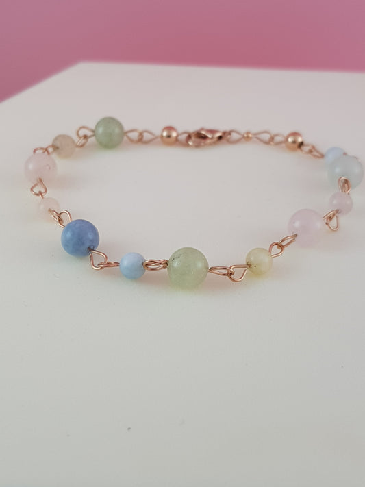 Bracelet Morganite argent 925 plaque or rose