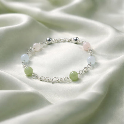 Bracelet Morganite Argent 925 - Béryl Rose