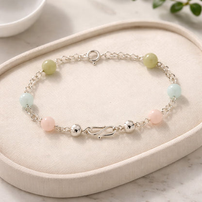 Bracelet Morganite Argent 925 - Béryl Rose