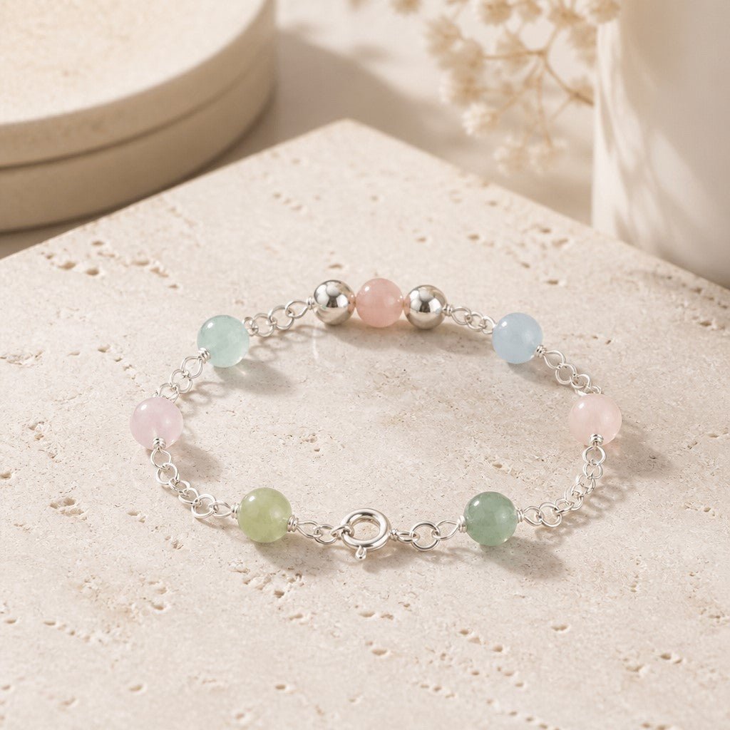 Bracelet Morganite Argent 925 - Béryl Rose