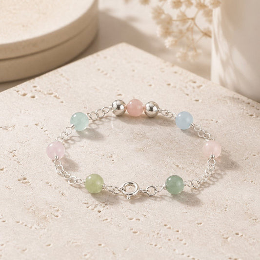 Bracelet Morganite Argent 925 - Béryl Rose