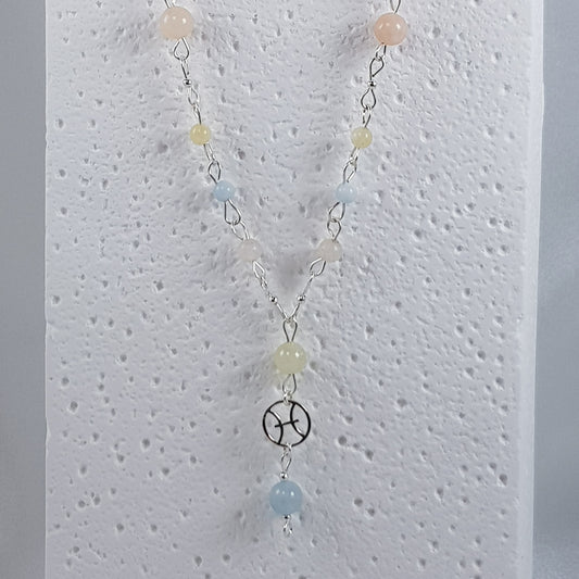 Pendentif Astrologique Poisson Morganite Argent 925