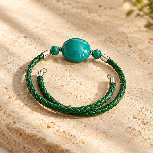 Bracelet Murano Médaillon eider + malachite - Intensité Vénitienne