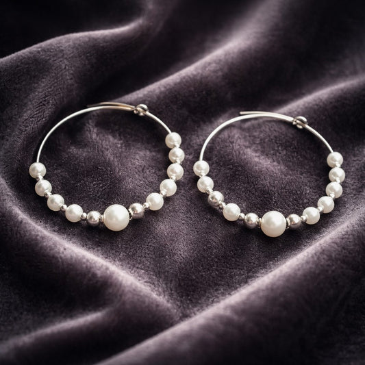 Boucles d'Oreilles Nacre - Argent 925 & Matière Organique