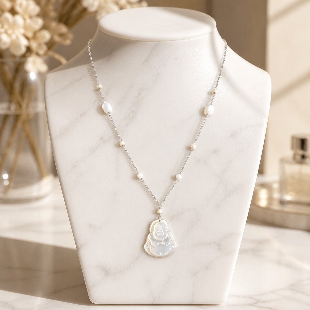 Pendentif Nacre Bouddha Argent 925 | Lithothérapie Sérénité