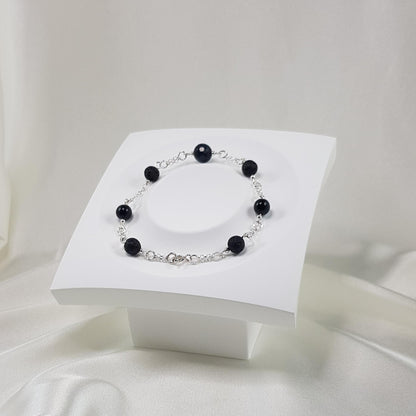 Bracelet œil de faucon pierre de lave en argent 925 