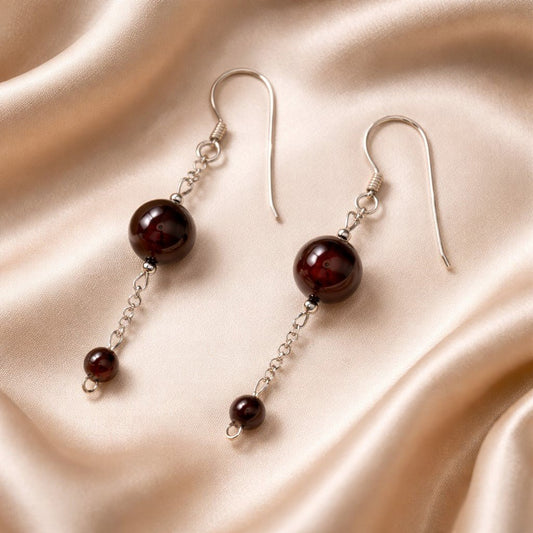 Boucles d'Oreilles Œil de Taureau - Argent 925 & Pierre Naturelle