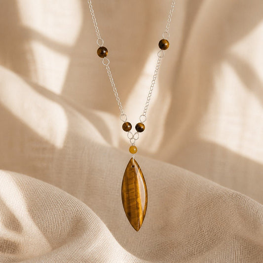 Pendentif Œil du Tigre Argent 925 | Lithothérapie Protection
