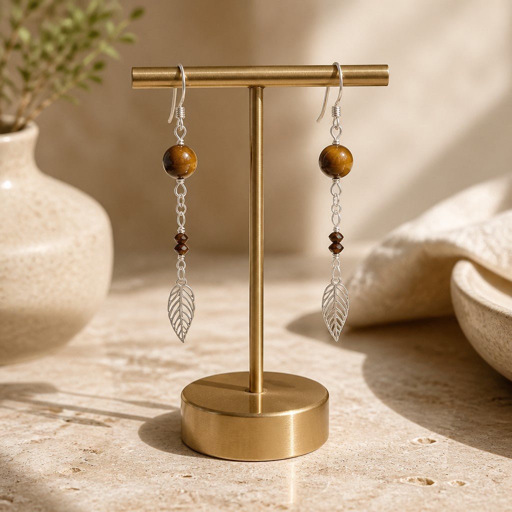 Boucles d'Oreilles Œil du Tigre - Argent 925 & Pierre Naturelle