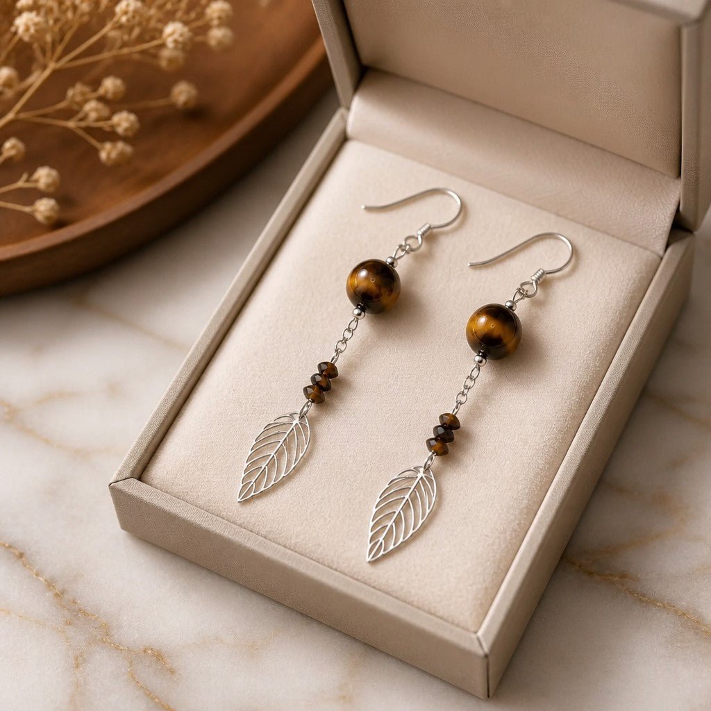 Boucles d'Oreilles Œil du Tigre - Argent 925 & Pierre Naturelle